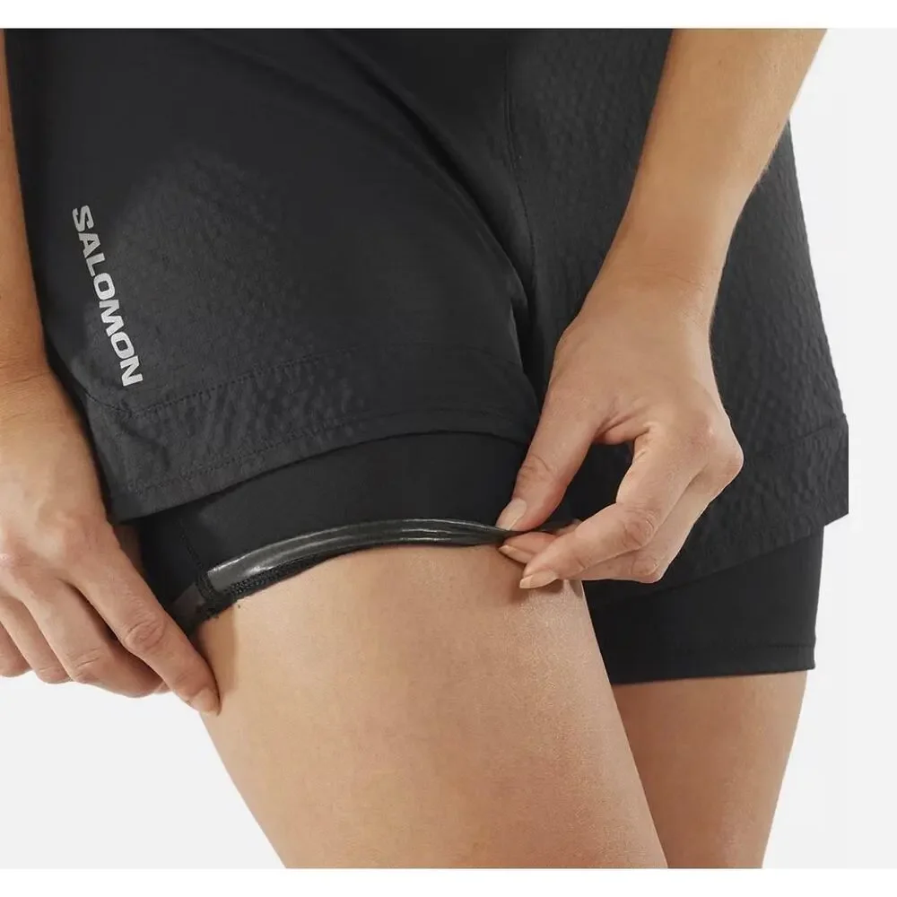 Salomon Women's Sense Aero 2-In-1 Shorts Light Blue Black Medium Outdoor Active